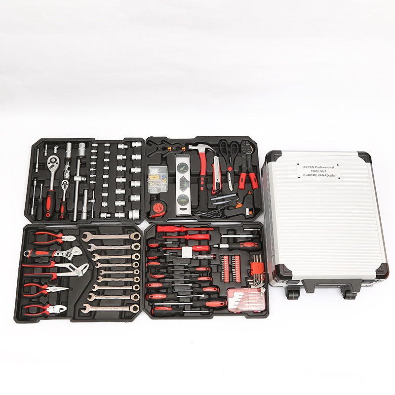 187件套筒棘轮扳手组套工具铝合金箱汽修组合五金工具铝箱组套
