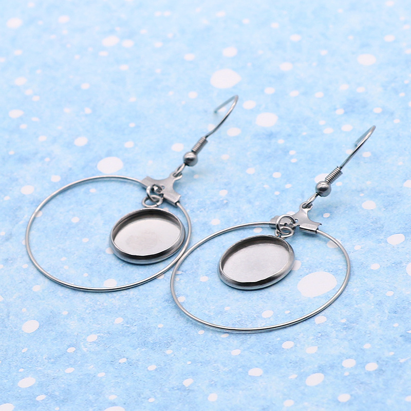 Nuevo tiempo de llegada pendientes de Gema soporte inferior gancho de oreja hecho a mano de acero inoxidable soporte vacío gancho de oreja accesorios de joyería DIY image 3