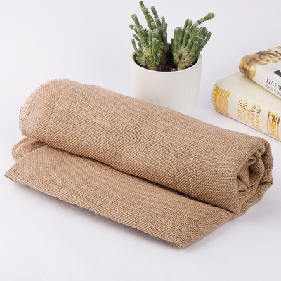 廠家貨源黃麻粗麻沙發布料上漿棉麻布料亞麻布印花苎麻面料燒毛