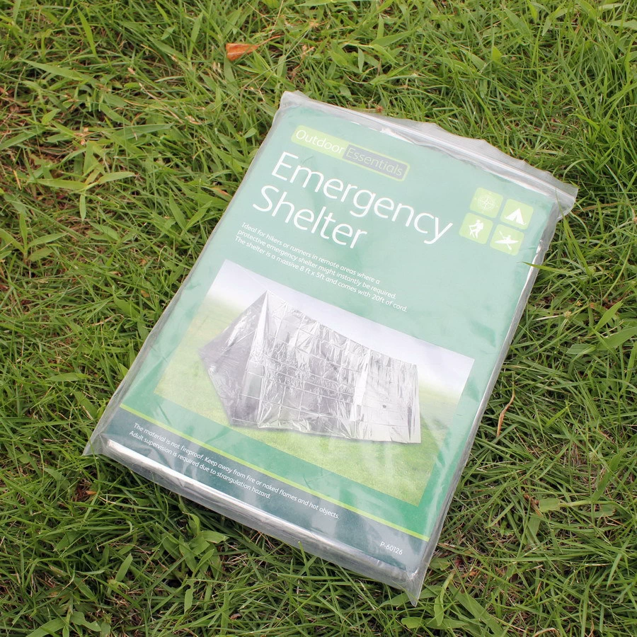 First aid life tent emergency shelter, PET + aluminum reflective, 2.4×1.5×0.9 m, compact pack