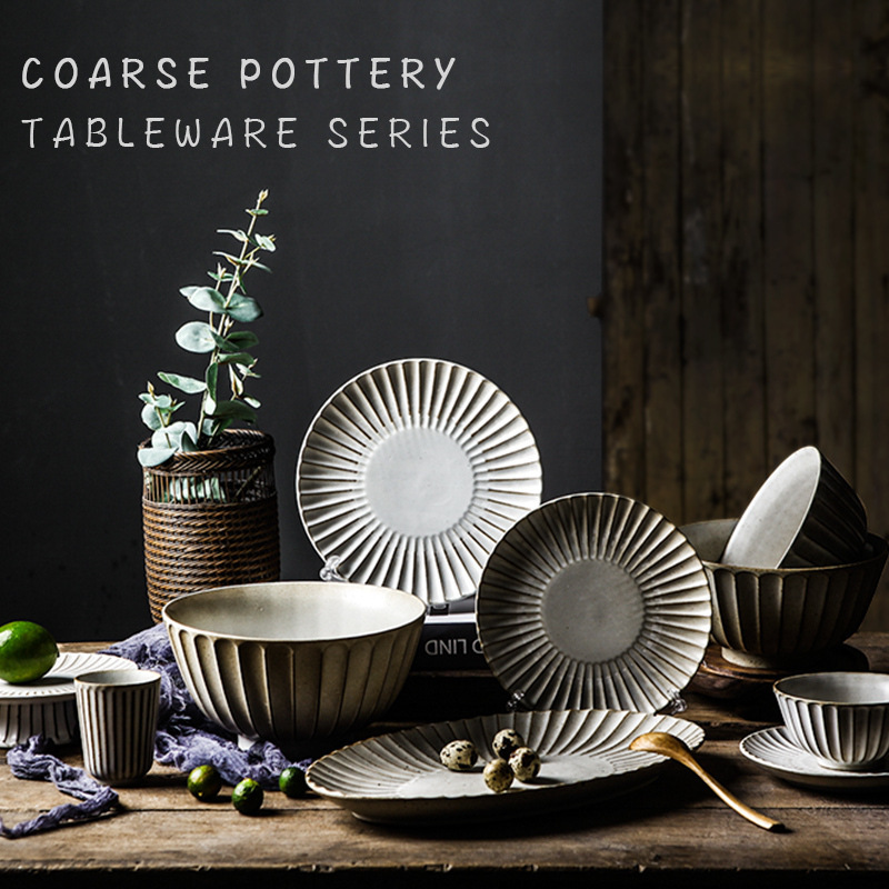 Personalized Creative Internet Celebrity Set Dinner Bowl and Dish Set Household Dinner Bowl and Dish Japanese Style Tableware Set Retro Chinese Style