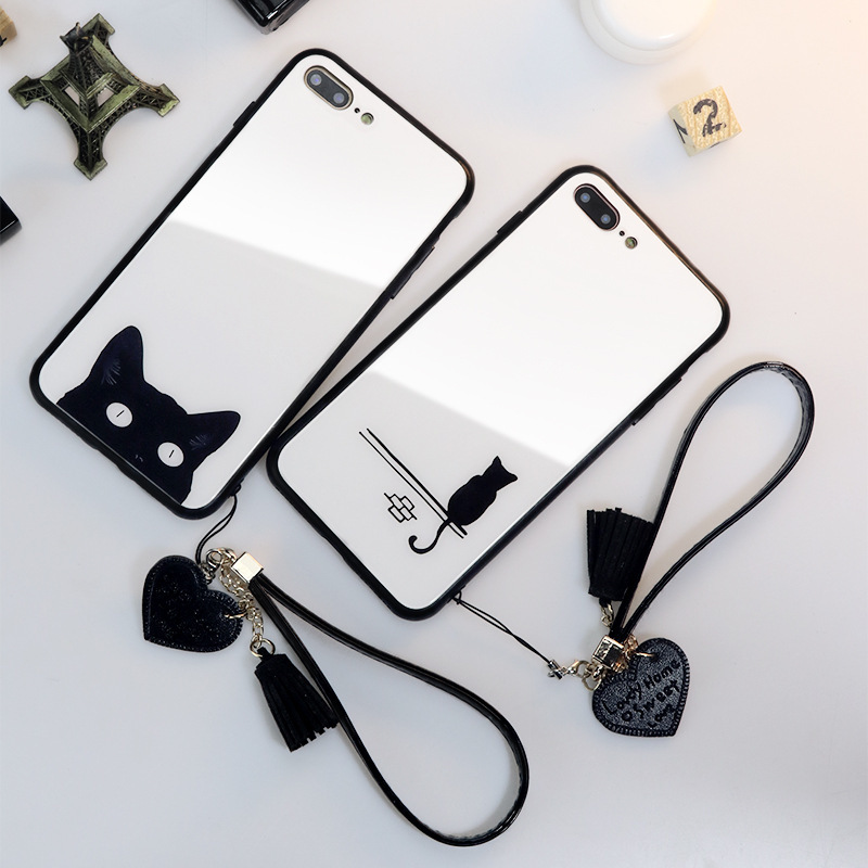 Suitable for Samsung S25 S24 S23Plus Popular Note20Ultra Back Cover Cat Design Fe Glass Phone Case