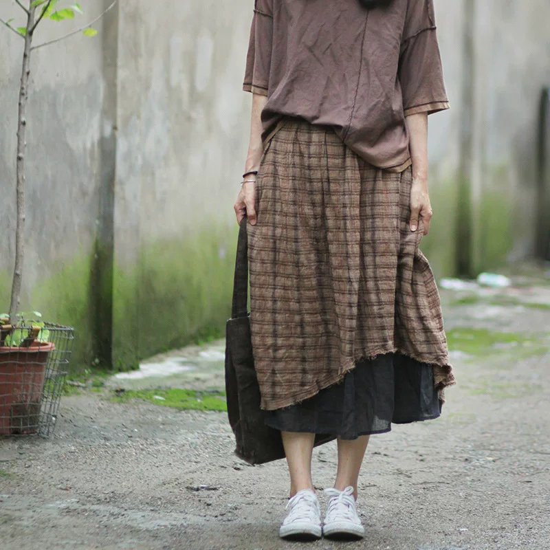 Summer thin retro soft skirt, cotton and linen