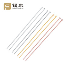 S925純銀耳線配件 盒子鏈鍍金長款耳環手工diy耳飾材料廠家批發