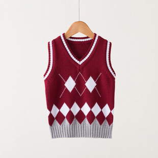 Spring Vest 2019 Korean Style Children's Vest British Academy Style Children's Sweater Vest Student School Uniform