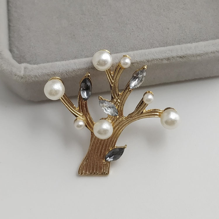 Elegante Baumzweig Brosche Mit Perlen Und Kristallen Für Damen_voghion.com
