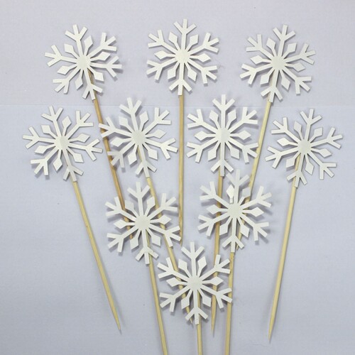 Birthday decoration golden snowflake insert card cake insert flag snowflake cake decoration 10 pieces