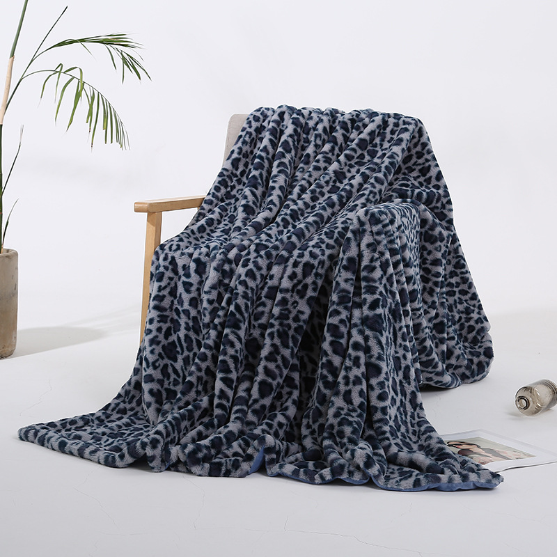 Leopard Pattern Rabbit Hair Crystal Velvet Sofa Midday Sleep Blanket, Cover Blanket_voghion.com