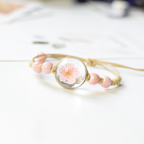 Gypsophila dried flower specimens, immortalized flower bracelets, couple bestie gifts, jewelry, popular cross-border peach blossom jewelry in Japan and South Korea