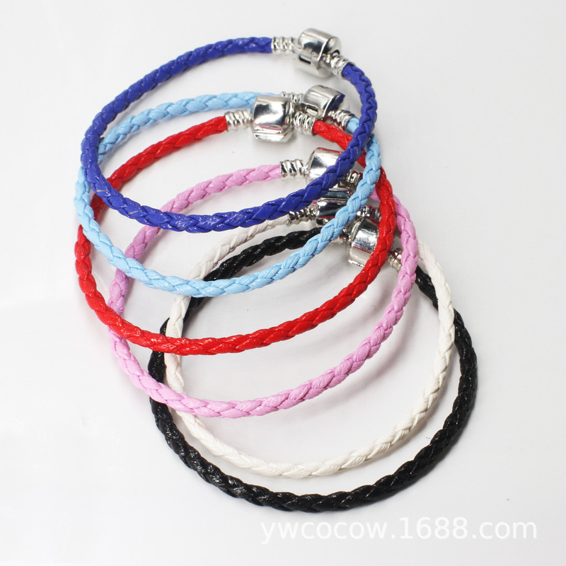 Cowhide braided rope DIY bracelet New Fashion Foundation good luck bead leather rope European and American bracelet a generation of jewelry