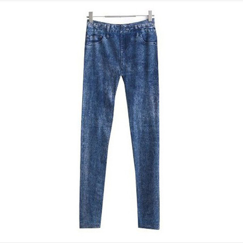 Wholesale spring and autumn Korean style hip-lifting and slim-fitting nine-quarter thin feet pants elastic snowflake imitation denim leggings