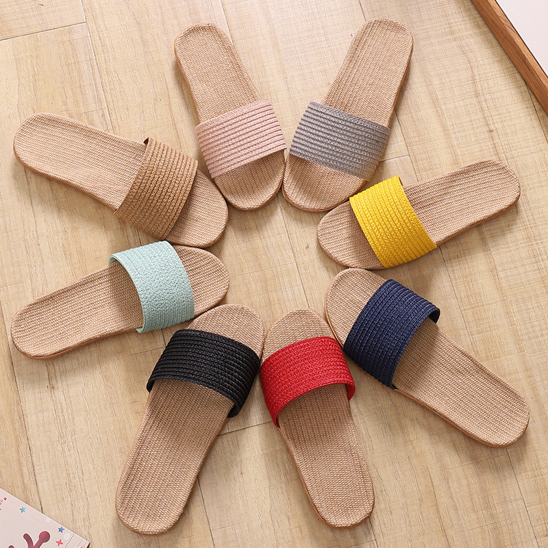 New Korean version of solid color linen slippers eva breathable fashion PU leather home sandals and slippers manufacturers wholesale summer New Korean version of solid color linen slippers eva breathable fashion PU leather home sandals and slippers manufacturers wholesale summer