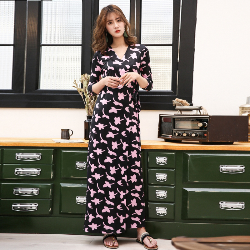 Elegant Taro Purple Maple Leaf Long Slim-Fit Dress for Women Pg Dvf Wrap Dress 2025 Summer New Style Elegant Taro Purple Maple Leaf Long Slim-Fit Dress for Women Pg Dvf Wrap Dress 2025 Summer New Style