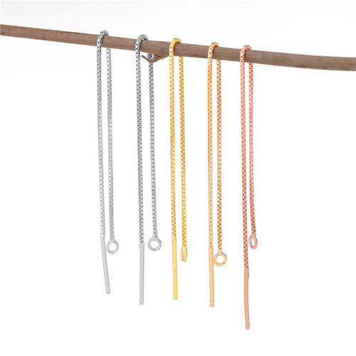 S925 sterling silver ear wire accessories box chain gold plated long earrings handmade diy earrings material manufacturer wholesale
