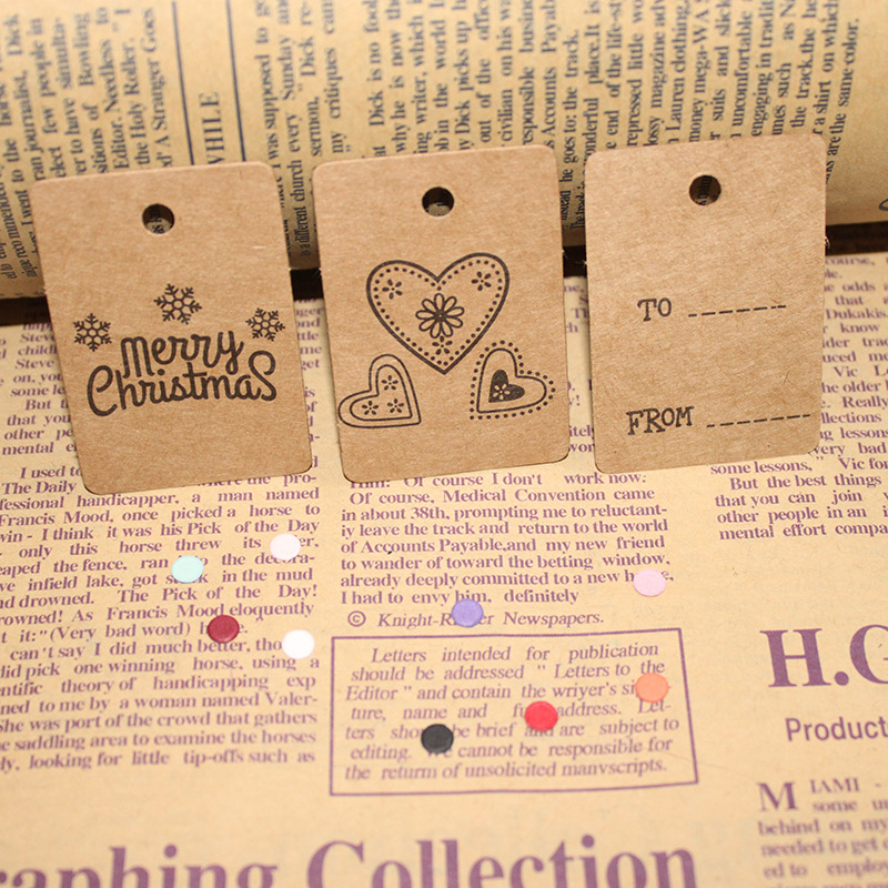 牛皮纸外贸礼品标签 圣诞节礼物留言卡片 一件代发