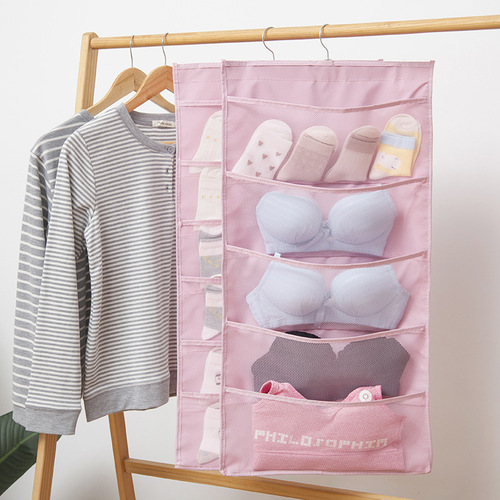 New storage hanging bag Oxford cloth wall-mounted dormitory double-sided underwear socks bra storage 15 grid 30 grid hanging bag