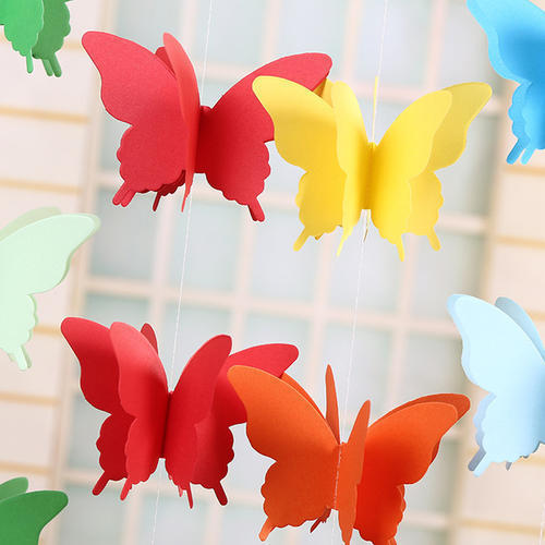 Three-layer large colorful butterfly paper lace paper string children's room shopping mall window decoration wedding birthday party supplies