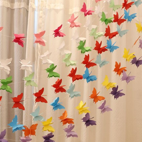 Three-layer large colorful butterfly paper lace paper string children's room shopping mall window decoration wedding birthday party supplies