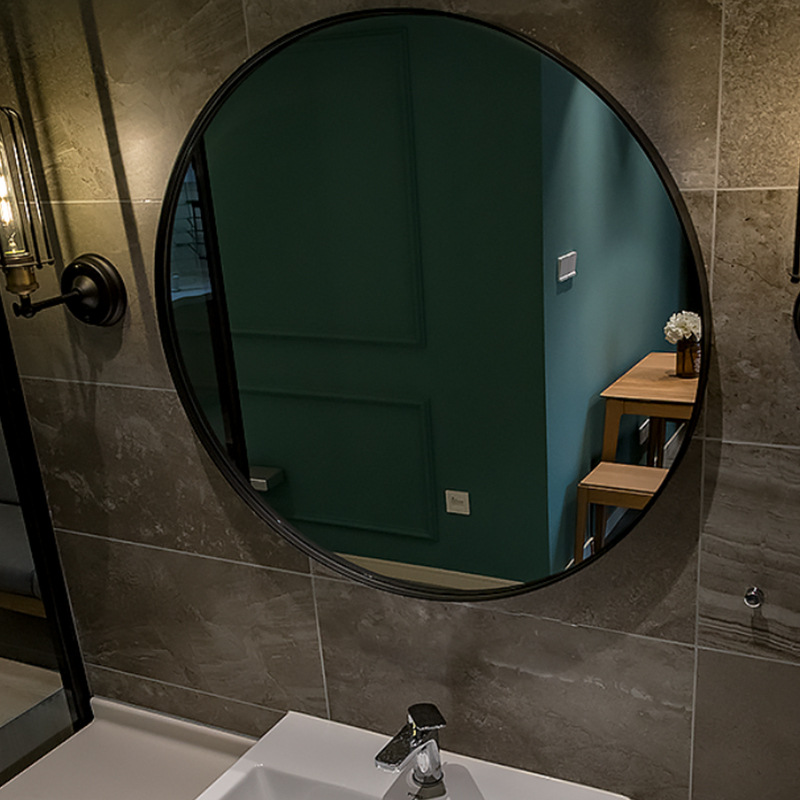 Espejo de maquillaje redondo de pared para baño, ideal para hoteles y hogares, venta al por mayor transfronteriza.