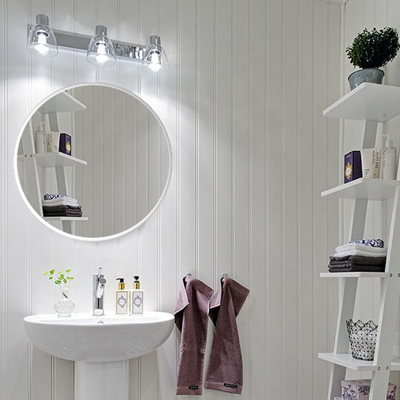 Espejo de maquillaje redondo de pared para baño, ideal para hoteles y hogares, venta al por mayor transfronteriza.