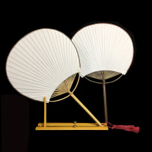 团扇diy加厚双面纯白半生熟宣纸手绘宫扇空白漆扇竹扇子漂漆团扇