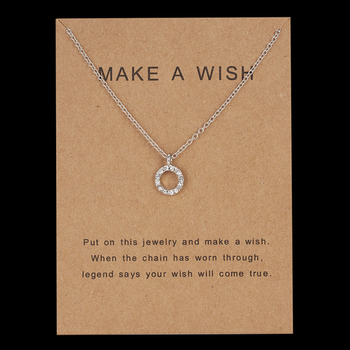 New creative paper card jewelry set with diamonds, hollow round pendant, clavicle chain necklace, simple necklace manufacturer wholesale