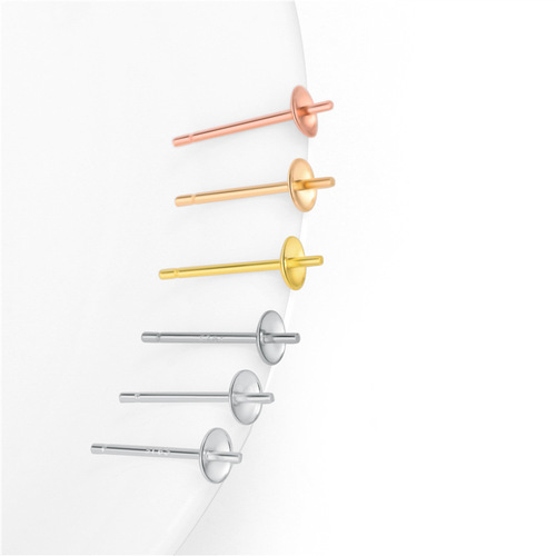 S925 sterling silver accessories pearl ear pin ear nail tray bead tray DIY bowl pin empty tray gold plated factory direct sales wholesale