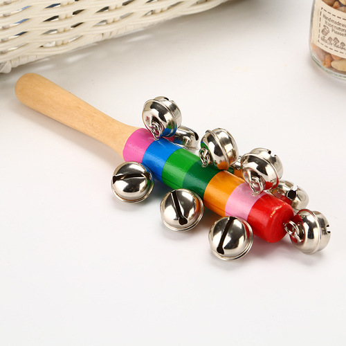 Orff percussion instrument 10 bell rattle plastic rainbow hand bell colorful rattle colorful one-word rattle instrument