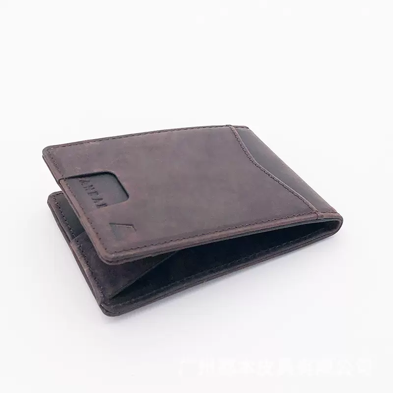定制钱包男士牛皮复古美金夹多功能抽拉层叠式卡包防RFID钱包定制