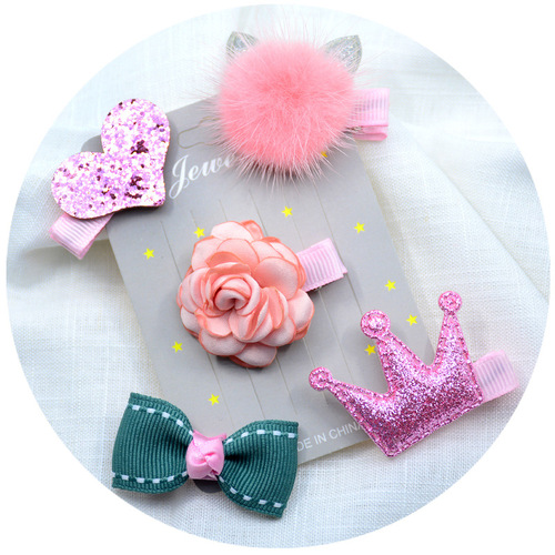 New Korean handmade foreign trade children's headwear gift set baby girl flower crown all-inclusive hair clip J87