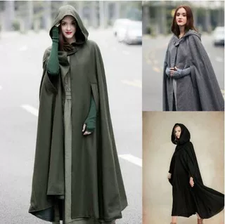 wish 亚马逊 ebay欧美四色连帽系带披肩加长斗篷