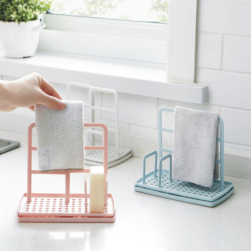 Kitchen tabletop wiper rack multi-purpose drain rack household sponge soap dishcloth organizer storage rack