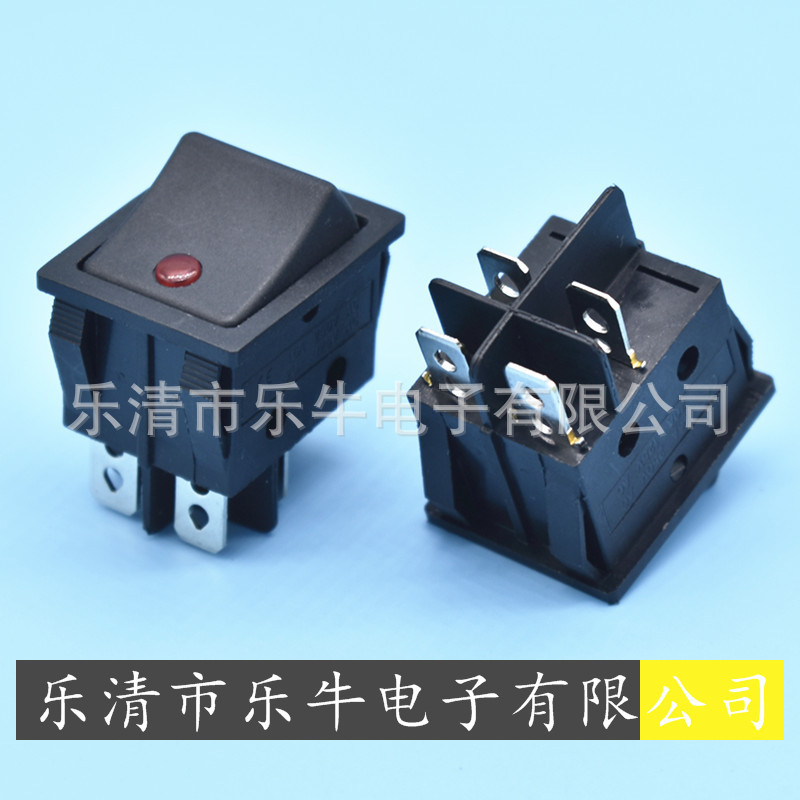 猫眼船型开关KCD4 双卡位LED翘板开关 12V 24V 220V 猫眼电源开关