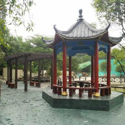 户外水泥钢筋混凝土预制仿古六角凉亭田园庭院坚固遮阳复古|ru