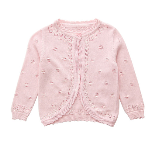 A dropshipping Korean style children's one-button shawl, girls' knitted sweater, cardigan, children's coat, children's clothing, thin summer