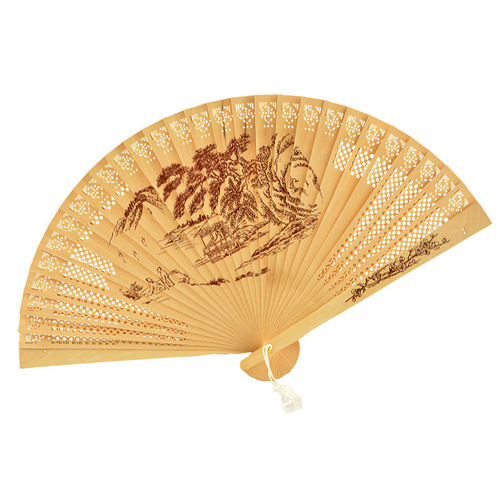New 8-inch fragrant wood fan, Burmese incense wood fan, carved wood fan, wedding return gift, flush flower wood fan, gift fan