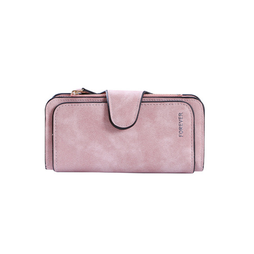 New Style Buckle Women's Korean Version Wallet 3/4 Size Fashion Women's Handbag Multi-Card Slot Women's Wallet Sanding Dual Color Fabric