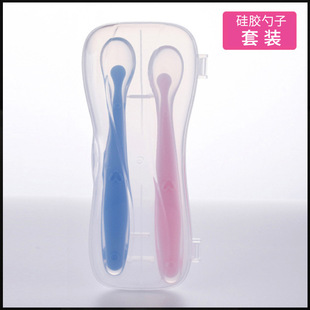 Baby silicone spoon set newborn food supplement Spoon soft head spoon baby training feeding spoon manufacturers
