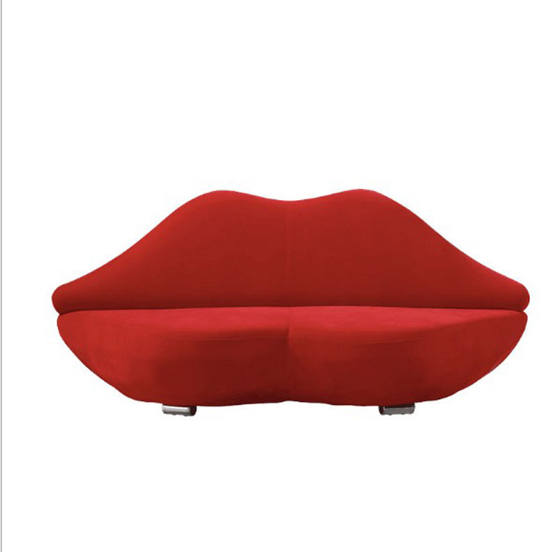 Personalidad creativa sofá de tres asientos moderno Simple Red labios rojos pequeño apartamento sala de estar dormitorio tela perezoso pequeño sofá