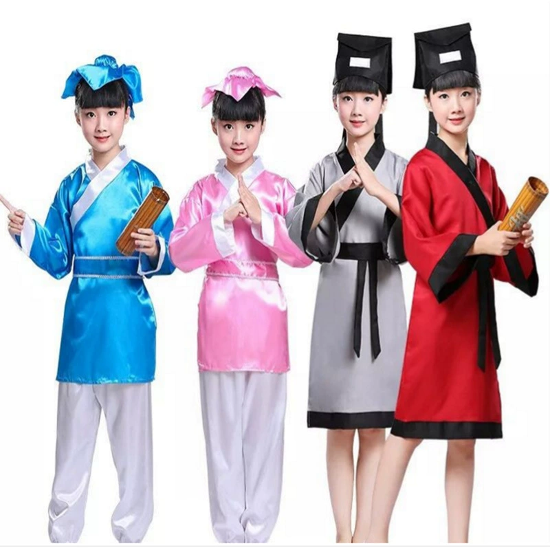 Детский древний костюм ханьфу, одежда в китайском стиле Конфуций и Мэн, одежда для каллиграфического этикета, одежда в китайском стиле, Детская трехсимвольная сутра, поэтическое декламация