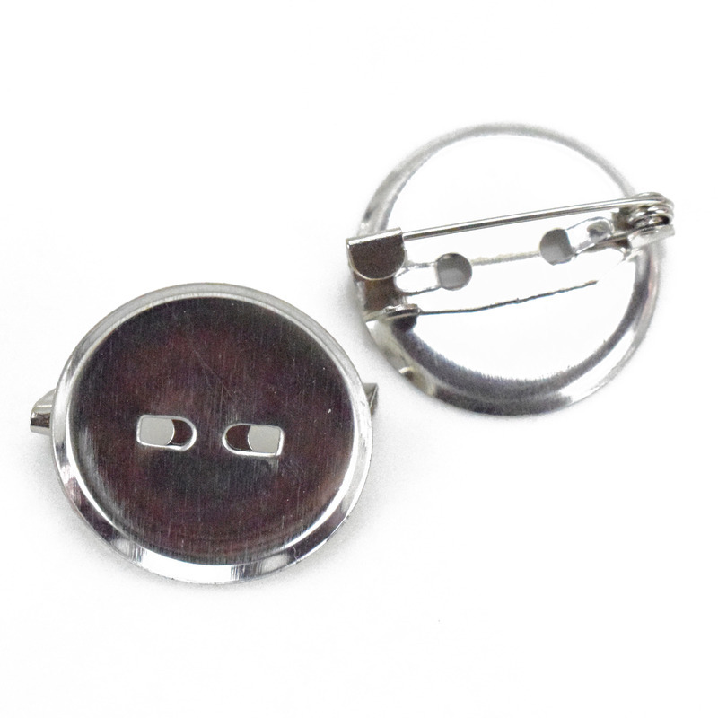 Pin DE SEGURIDAD broche bandeja de metal simple placa redonda hebilla pin Fondo DIY broche accesorios ramillete accesorios para el cabello