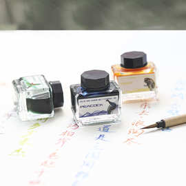 蘸水笔金粉彩色玻璃笔墨水10色彩墨学生笔用书写绘画蘸水笔补充液