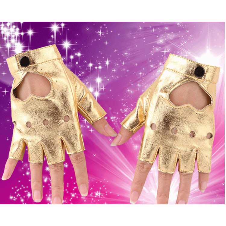 Guantes de baile de las mujeres hip hop punk etapa rendimiento trueno medio dedo guantes discoteca fotografía pu cuero baile guantes image 5