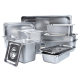 Factory wholesale 304 stainless steel parts basin rectangular fraction plate buffet insulation table with lid stainless steel basin