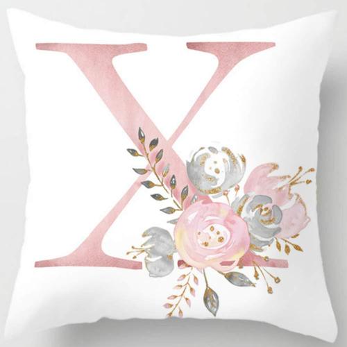 Cross-border creative pink simple 26 English letters peach velvet pillowcase car sofa cushion can be customized upon request