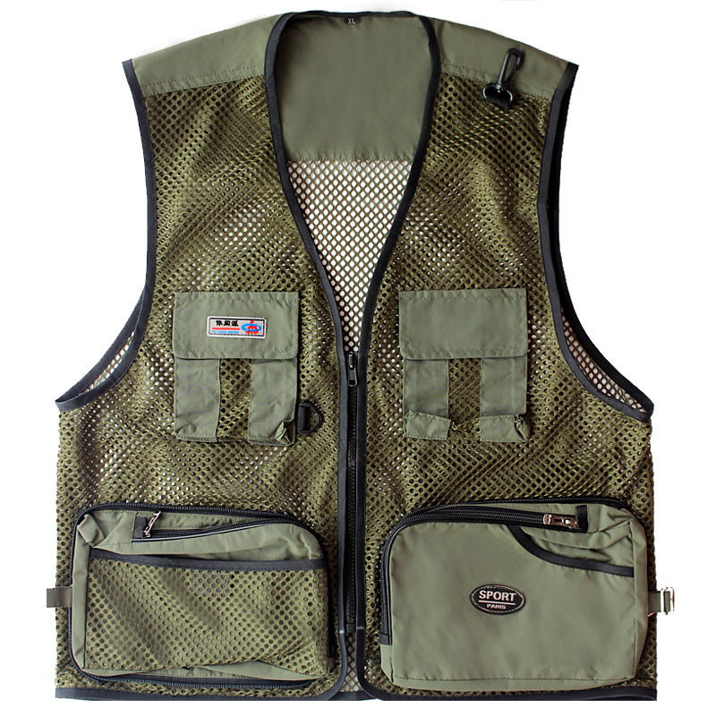 Summer Trendy Mesh Photography Vest, Fishing Vest, Men's and Women's Outdoor Workwear, Multi-Pocket Printing Volunteer