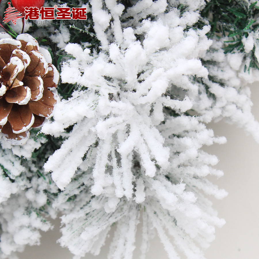 Nueva Corona Navideña con Efecto Nevado, Corona de Vid Navideña para Decoración de Ventanas, Decoraciones de Corona de Piña y Copo de Nieve