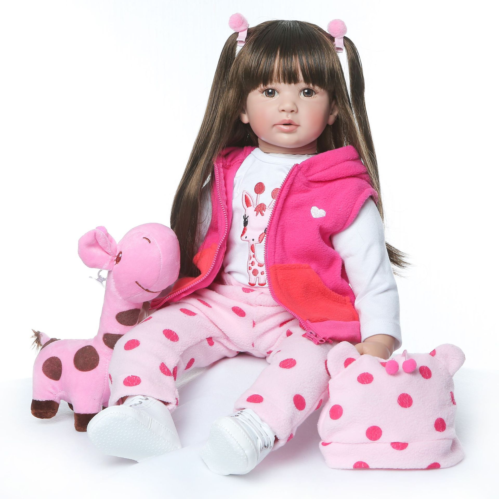 Venta caliente transfronteriza reborn niño simulación princesa Linda muñeca de pelo largo 60cm