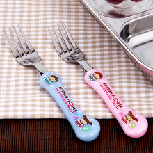 韩国原装进口儿童叉子不锈树脂食品叉儿童餐具卡通餐具批发叉子