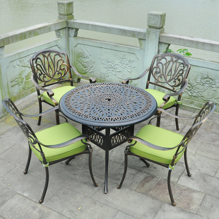 Balcony courtyard terrace tables and chairs cast aluminum outdoor tables and chairs leisure tables and chairs a table four chairs factory direct sales